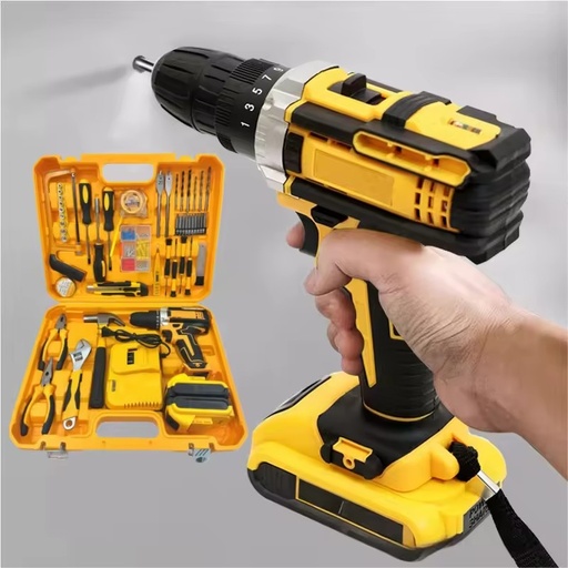 Rechargeable Cordless Power Drill Electric Tools Set Impact Screwdriver Variable Speed 10mm Lithium Battery 2.0AH