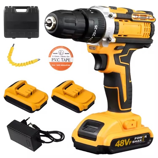 Portable Cordless Drill 18V Brushless Industrial Grade Dual-Purpose Rechargeable Lithium Battery Screwdriver Tool 90Nm Torque