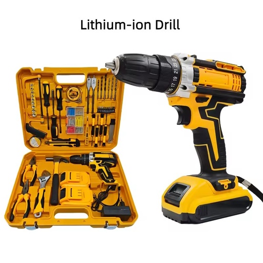 High Power Household 118-Piece Electric Drill Set Cordless Impact Drill Mini Drilling Machines Torque Screwdriver Power Tools