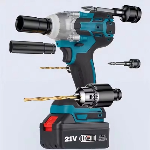 Industrial Electric Impact Wrench Brushless Cordless 21V Lithium Battery 300Nm Max Torque 3in Drive Screwdriver Power Tool Set
