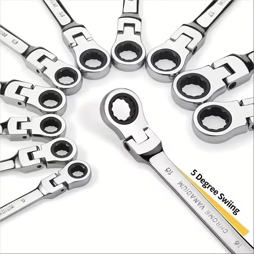 Single Flex Head Ratcheting Wrench Set Carbon Steel Metric Ratchet Combination Spanner CrV Gear Car Key Repair Tool OEM
