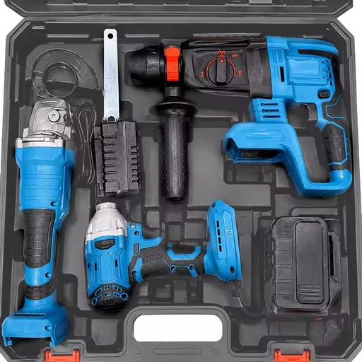 3-in-1 Brushless Cordless Power Tool Kit Electric Hammer Drill Impact Wrench Angle Grinder Lithium Battery Combo Set