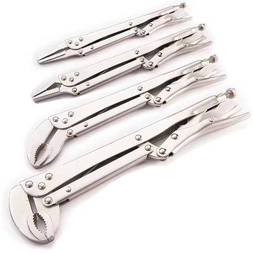 Long Nose Vise Grip Locking Pliers Set 15 Inch, Straight/45 Degree/90 Degree Angle Pliers for Narrow Space, 2 PC Set