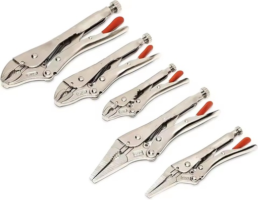 5 Piece Curved and Long Nose Locking Plier Set Vise Grip Plier