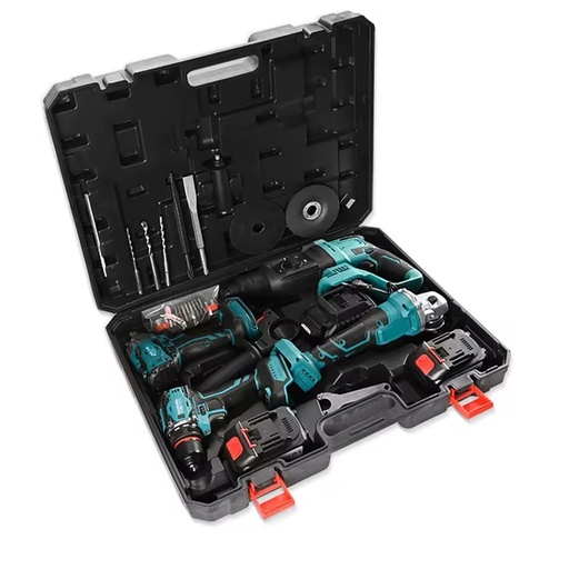 21V Cordless 4-Piece Power Tool Combo Kit Hard Case OEM 1 Year Warranty-Hammer Angle Grinder Impact Wrench Drill for Home DIY