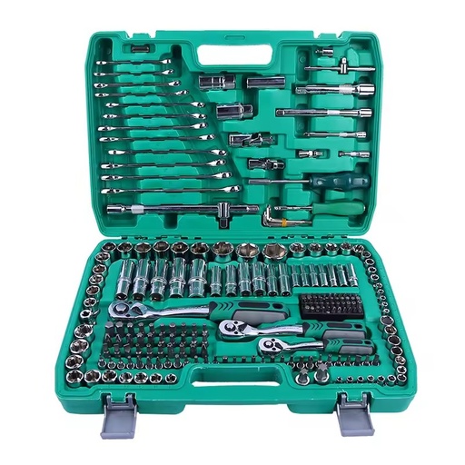 LF-HT-229 216-Piece Chrome Vanadium Steel Auto Repair Kit Socket Wrench Tool Box 3/4in Drive for Hand-Power Source