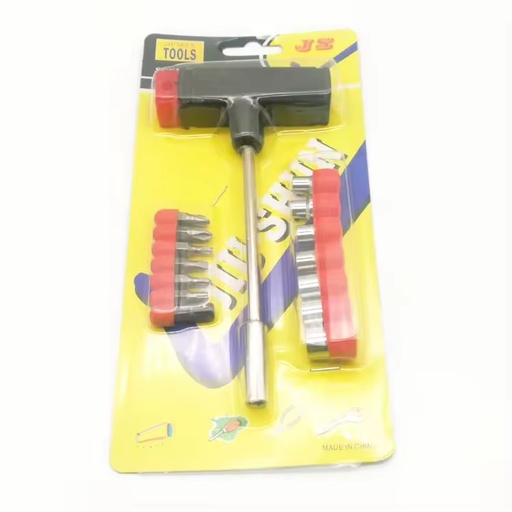 15pcs T Shaped Sturdy Multipurpose Multi Interchangeable Bit Home Repair Magnetic Screwdriver Set Kit