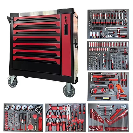 Carbon Steel Socket Wrench Set With Tool Cart Heavy Duty Auto Mechanical Repair Combination Hand Tools