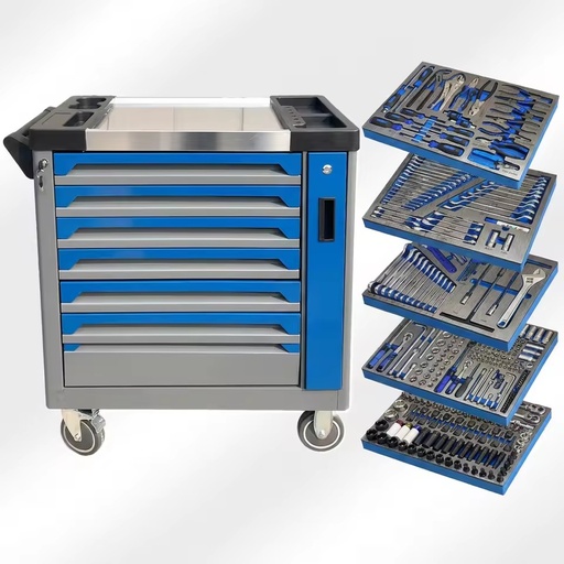 413Piece Heavy Duty Alloy Steel Socket Wrench Set With Rolling Tool Cart for Garage Workshop Repair