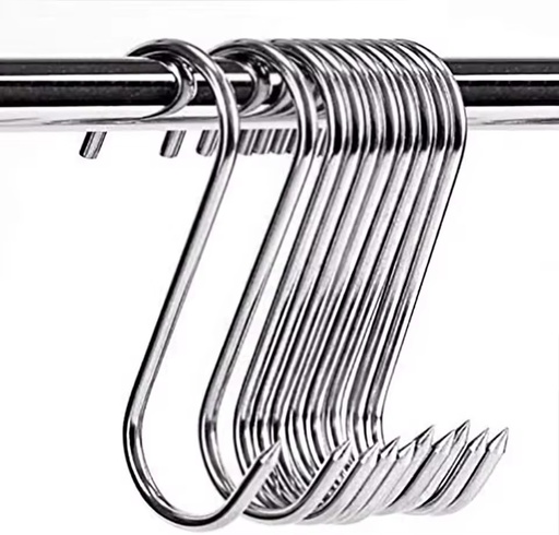 JH Meat Hooks 4 Inches Stainless Steel Butcher's Hook Meat Hook for Hanging Drying Butchering Smoking BBQ Grilling