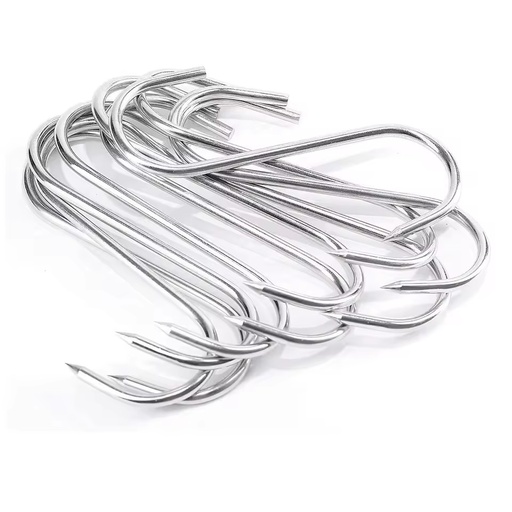 Custom Design 8 Inches Stainless Steel Butcher's Hook Meat Hook for Hanging Drying Butchering Smoking BBQ Grilling