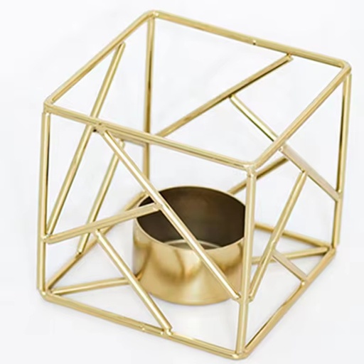 Square Iron Candle Base Gold Vintage Wireframe Home Decor Creative Candlestick Holder