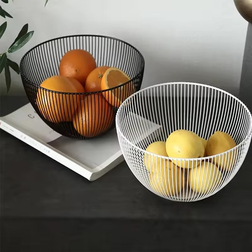 Round Iron Metal Fruit Basket Vegetable Basket White Fruit Basket