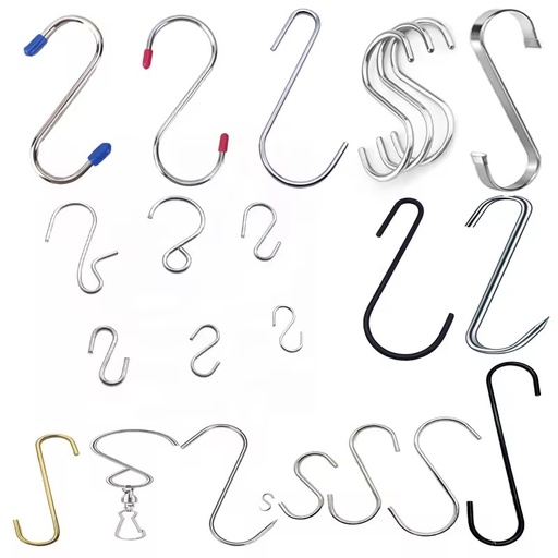 Factory Customized JH Brand Silver 304/316 Stainless Steel S-Shaped Hook Various Sizes Plain Finish Hanging Hooks for Hammock