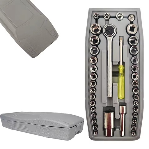 40 PCS Auto Repair Tool Set Drive Socket Wrench Kit with Ratchet & Screwdrivers, Portable Toolbox for DIY & Mechanical Work