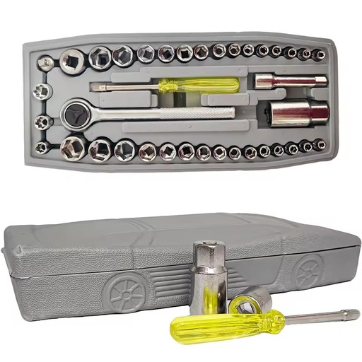 High Quality 40 PCS Ratchet Socket Set 1/4 &3/8 Drive Metric and SAE for Car Truck Engine Repair with Spark Plug Socket amd Case