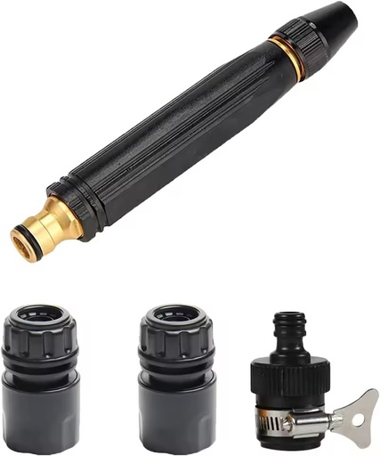 Garden Hose Spray Nozzle with Quick Connector - Adjustable High Pressure Water Gun for Plant Watering, Car Cleaning, Patio Wash