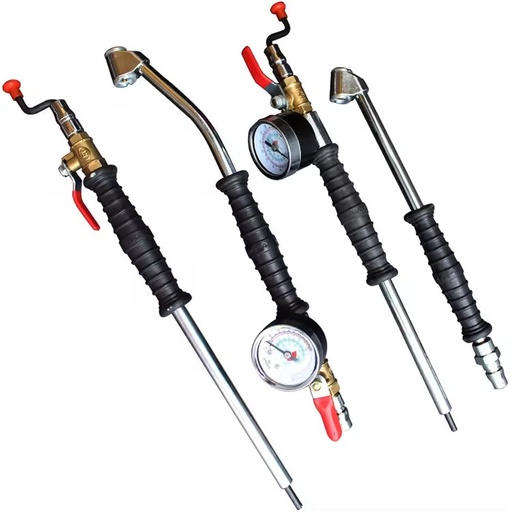 High Quality Dial Tire Inflator Gauge Flexible Rubber Hose 220 PSI Air Chuck Pneumatic