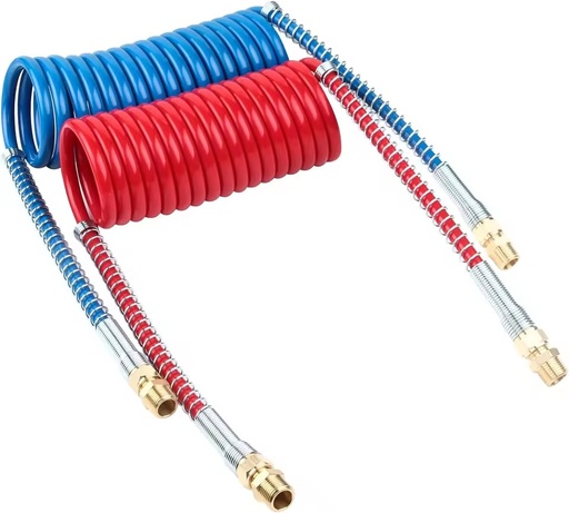 15FT Suzi Coiled Air Brake Hose Air Brake Coiled Short Tail Assembly for Semi Truck Tractor Trailer