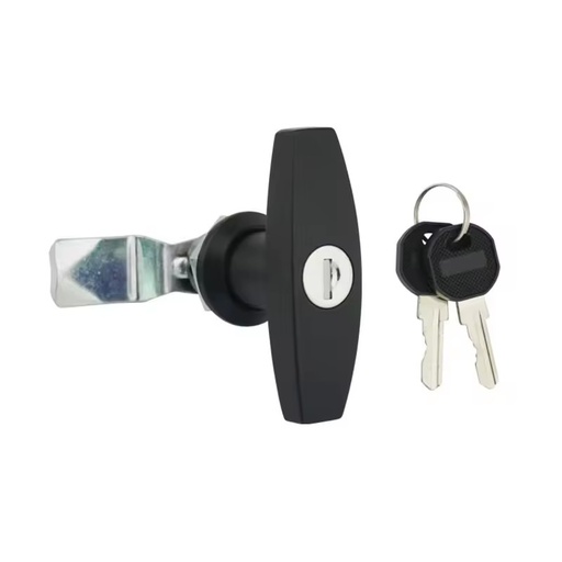 Anti Corrosion Black Painted Zinc Alloy T Handle Lock Easy Operation Labor Saving Rotation Key Unlocking for Electric Cabinet