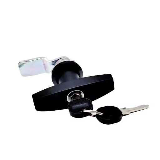 Zinc Alloy T Handle Panel Lock, Cold Rolled Steel Cam, Black Powder Coated Key Lock for Electrical Cabinet & Enclosure Door