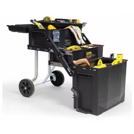 4-in-1 Plastic Tool Box Kit Trolley Stackable Drawer Tool Box Case with Wheels
