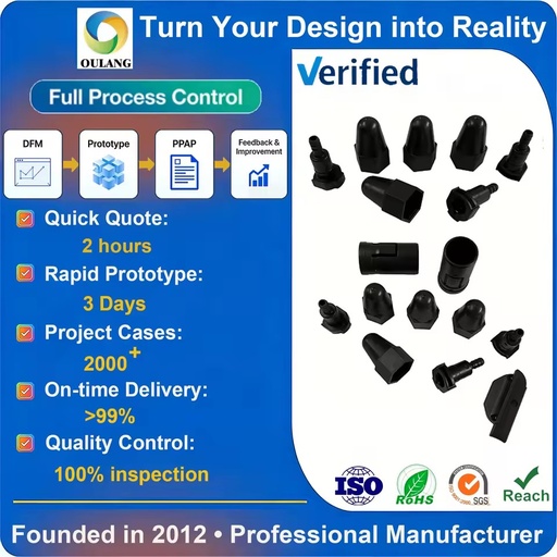 Custom Black Plastic Injection - Molded Parts for Industrial Use