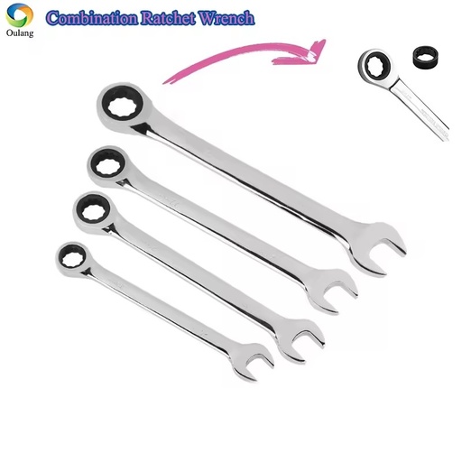 Chrome Vanadium Steel Carbon Steel Combination Ratchet Wrench Set, Multiple Sizes for Automotive and Machinery Repair