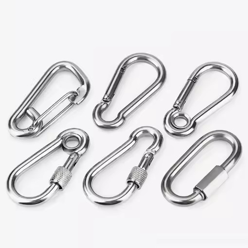 SS304 SS316 Quick Link Metal Carabiner Clip Simple Life Spring O Ring Thickened Stainless Steel Snap Hook for Mining Application
