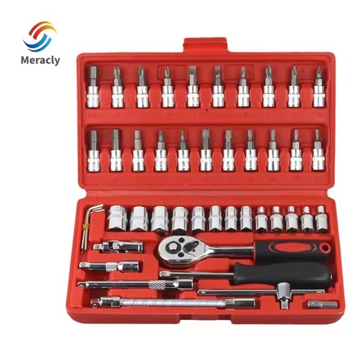 Xiaofei 46-Piece Carbon Steel Socket Quick Ratchet Wrench Screwdriver Toolbox Set Hand-Power for Car Repair Customizable OEM