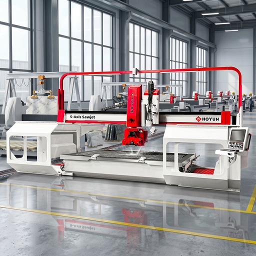 HOYUN Machinery Automatic 5 6 Axis CNC Machine Stone Bridge Saw and Water Jet Waterjet Sawjet Saw Jet