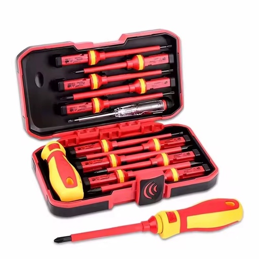 Electrician Repair Tools Screwdrivers Kit 13pcs 1000V Changeable Insulated Mini Screwdriver Set with Slotted Bits