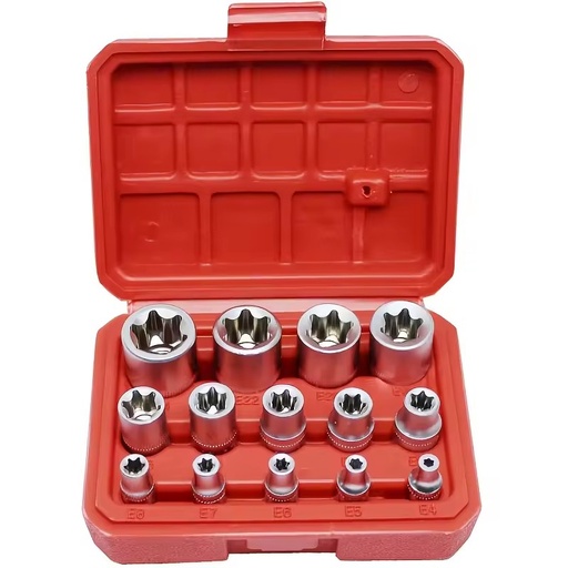 E Socket Set Combination Wrench Plum Blossom Socket 14-Piece Hex Spline Star Socket Set