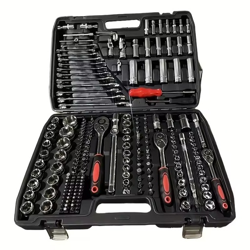 216-Piece Professional Durable Carbon Steel Mechanic's Tool Set Ratchet Wrenches Sockets OEM Hard Case for Home Vehicle Use
