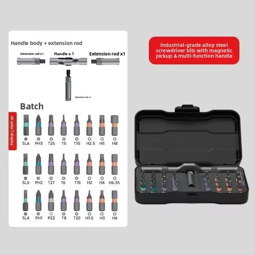 Ratchet Screwdriver Set 24-in-1 with Chromium-vanadium Steel S2 Bits Multi-functional Repair and Disassembly Tool Kit