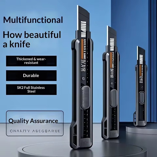 Multi-function Utility Knife SK2 Black Blade Heavy Duty Box Cutter Wallpaper Paper Cutting Knife with Blade Storage Case