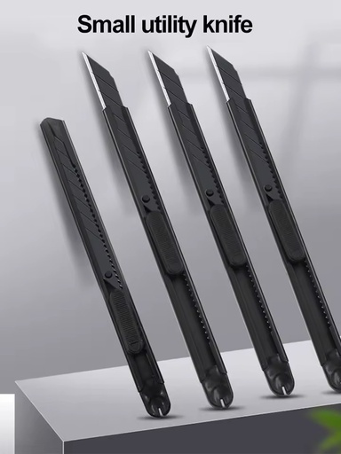 Jialin Mini 9mm Metal Utility Knife - Black Electroplated Snap-Off Blade Box Cutter for Precision Paper Trimming