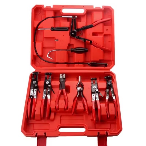 9-Piece High Carbon Steel Elbow Pipe Clamp Set for Car Water and Oil Pipes with Line Clamp Pliers and Vise Separation Tools