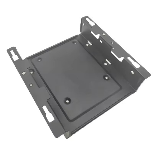 Custom Black Powder Coated Sheet Metal Fabrication Bending Parts Mounting Chassis Base with Keyhole Slots Support