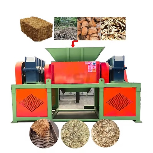 Eco-Friendly Automatic Double Shaft Shredder Silage Animal Fodder Hay Straw Grass Crushing Machine