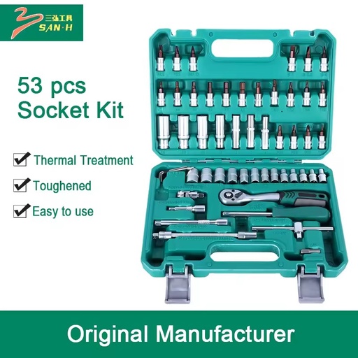 High Quality 53-Piece Auto Repair Combination Ratchet Socket Wrench Set Custom OEM Support for Vehicle DIY MOQ 1 Set