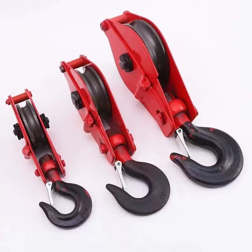 Heavy Duty Single Sheave Pulley Block with Hook Lifting Pulley Snatch Blocks Tool Parts