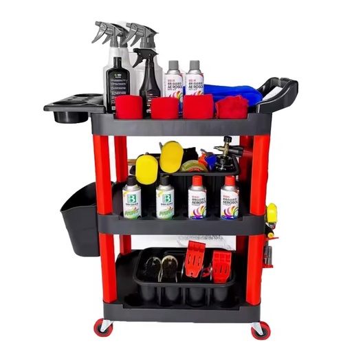 Best Sale Industrial & DIY Auto Repair Tool Cart with 3 Shelves Car Detailing Trolley Customizable OEM & ODM Supported