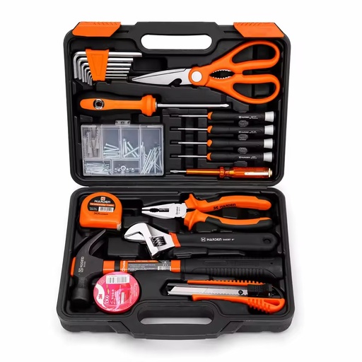 17 Piece Home Hand Tool Kit Set - Carbon Steel Repair Tools with Blow Molded Case for Household DIY Bulk Order