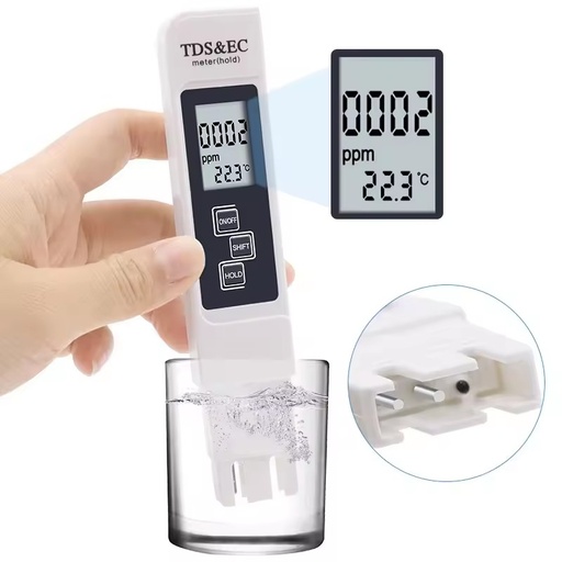 Digital Water Quality Tester TDS EC Water Test Pen Range 0-9990 Multifunctional Water Purity Temperature Meter TEMP PPM Tester