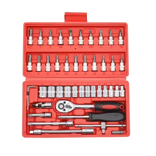 46-piece Socket Set Ratchet Wrench Drill Bit Automotive Repair Toolbox Automotive and Motorcycle Mechanical Socket Wrench Tool
