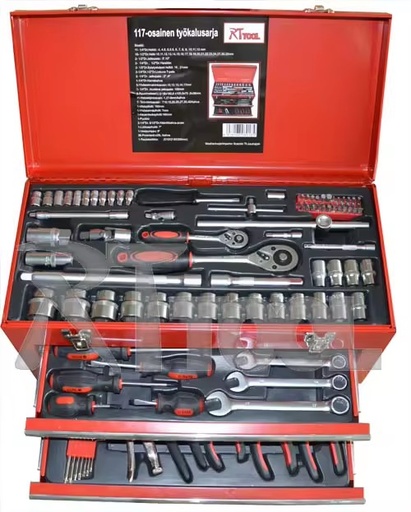 RT 117pcs Tools Socket Set Iron Material with Durable Metal Tool Sets and Tool Boxes