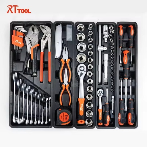 85-Piece Metal Home & Car Maintenance Tool Set Suitcase Hardware & Tool Box Ratchet Wrench Pliers Customizable OEM Hard Case