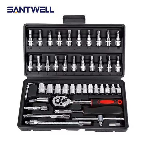 Factory Direct Sale Cheap OEM 46-Piece Quick-Release 1/4" Drive Automotive Repair Socket Ratchet Wrench Set