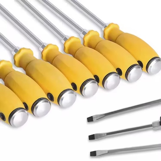 High Quality TPR Handle Magnetic Screw Driver Hand Tools CRV Flat Go Through Slotted Screwdrivers Cross Screwdriver